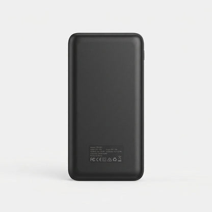 Black High-Capacity Power Bank With Built-In LED Lights Rear View - Battery Construction Design - Jurni