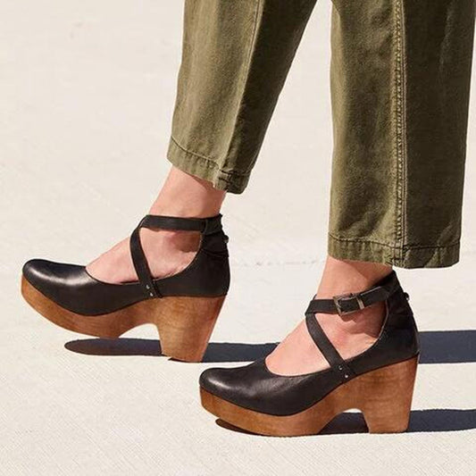 Elegant Wedge Heels with Closed Toe & Ankle Strap