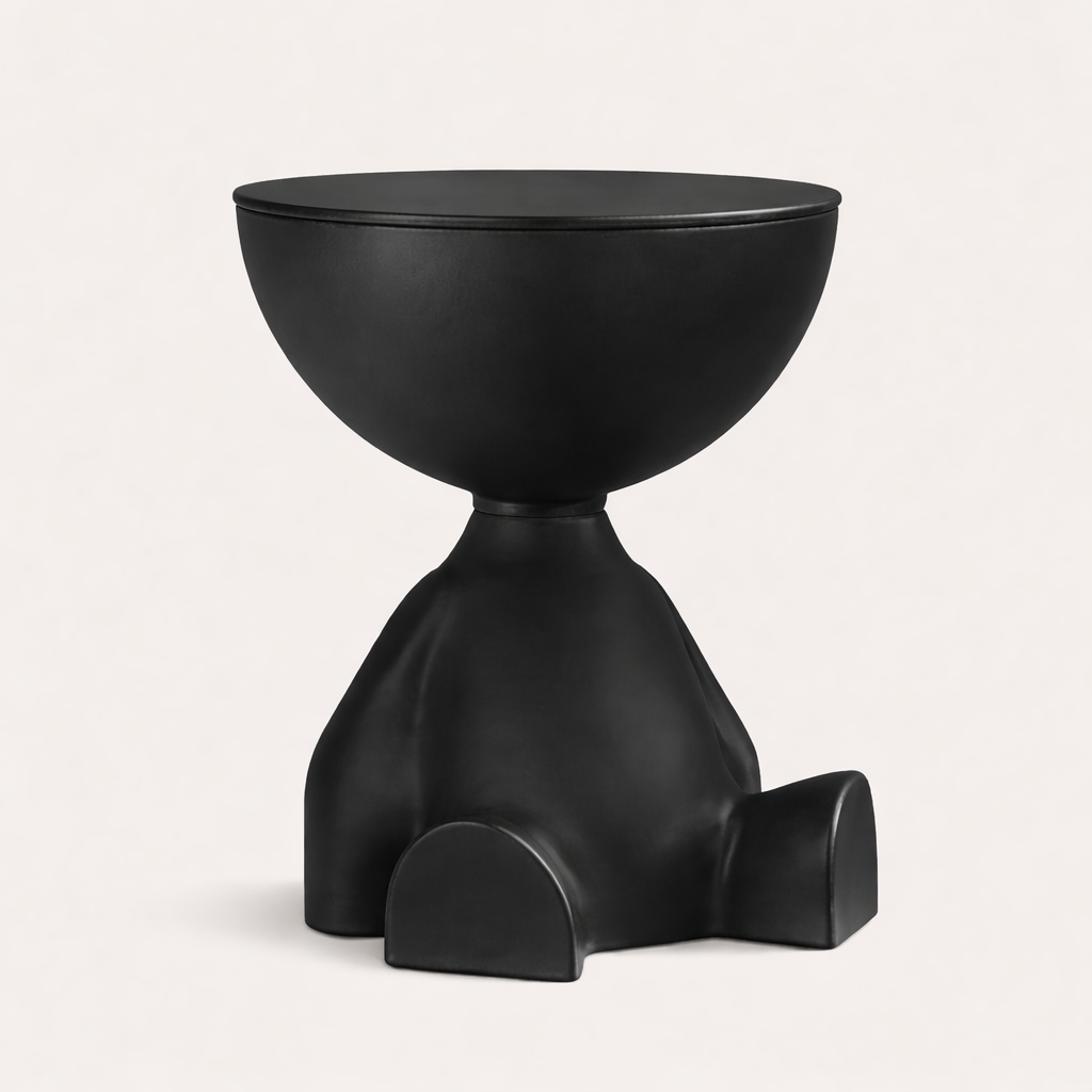 Table d’appoint noire multifonction – design original en résine