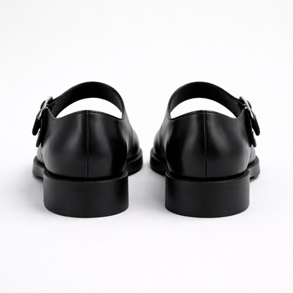 Chaussures Mary Jane pour Femmes | Cuir Noir | Lanière à Boucle, Confort Ajusté