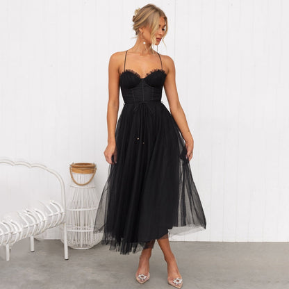 Damen Spaghettiträger Kleid | Midi