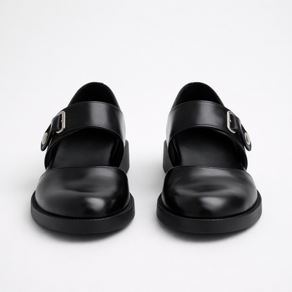Chaussures Mary Jane pour Femmes | Cuir Noir | Lanière à Boucle, Confort Ajusté