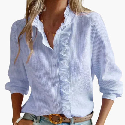 Camille Damesblouse met Ronde Hals en Vloeiende Mouwen