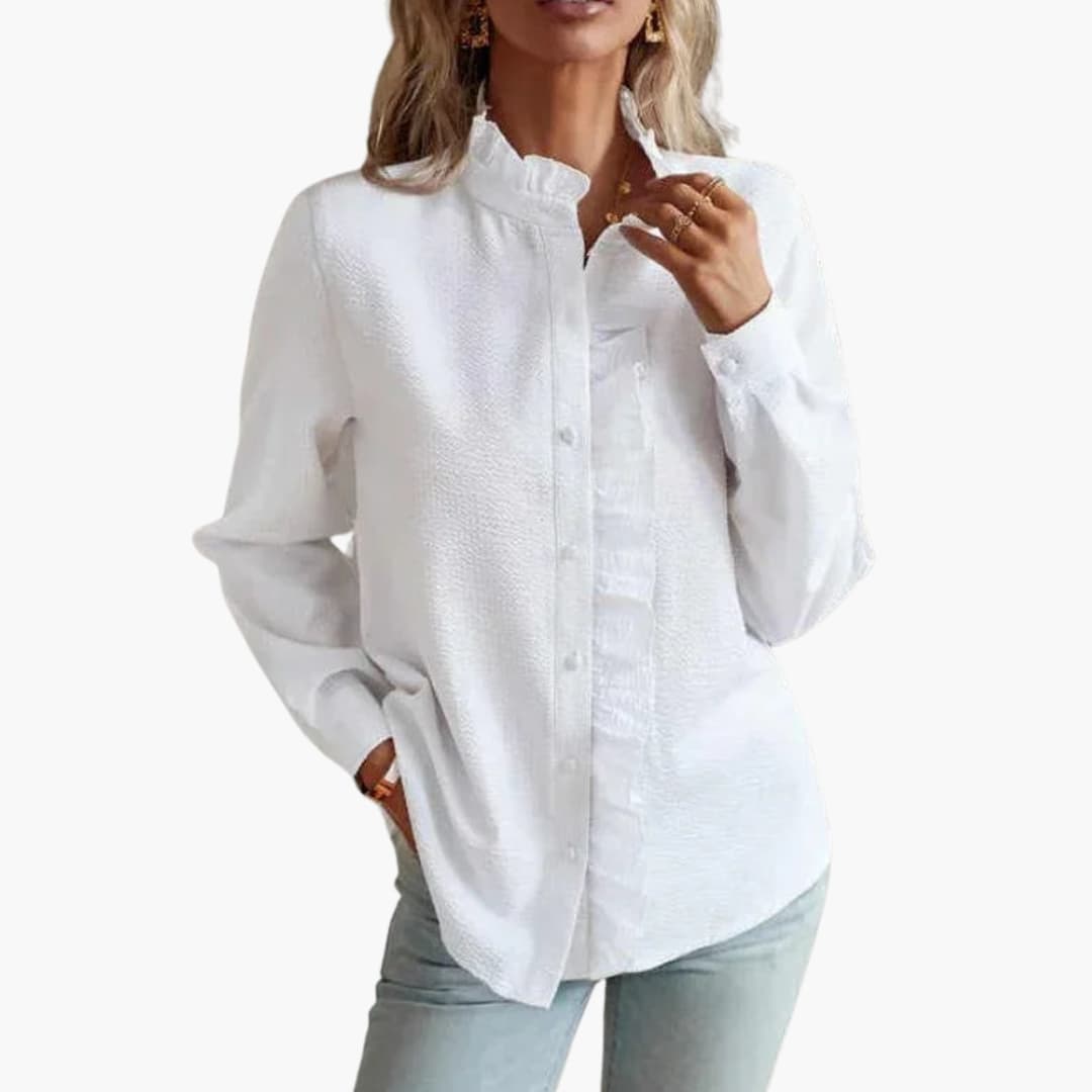 Camille Damesblouse met Ronde Hals en Vloeiende Mouwen