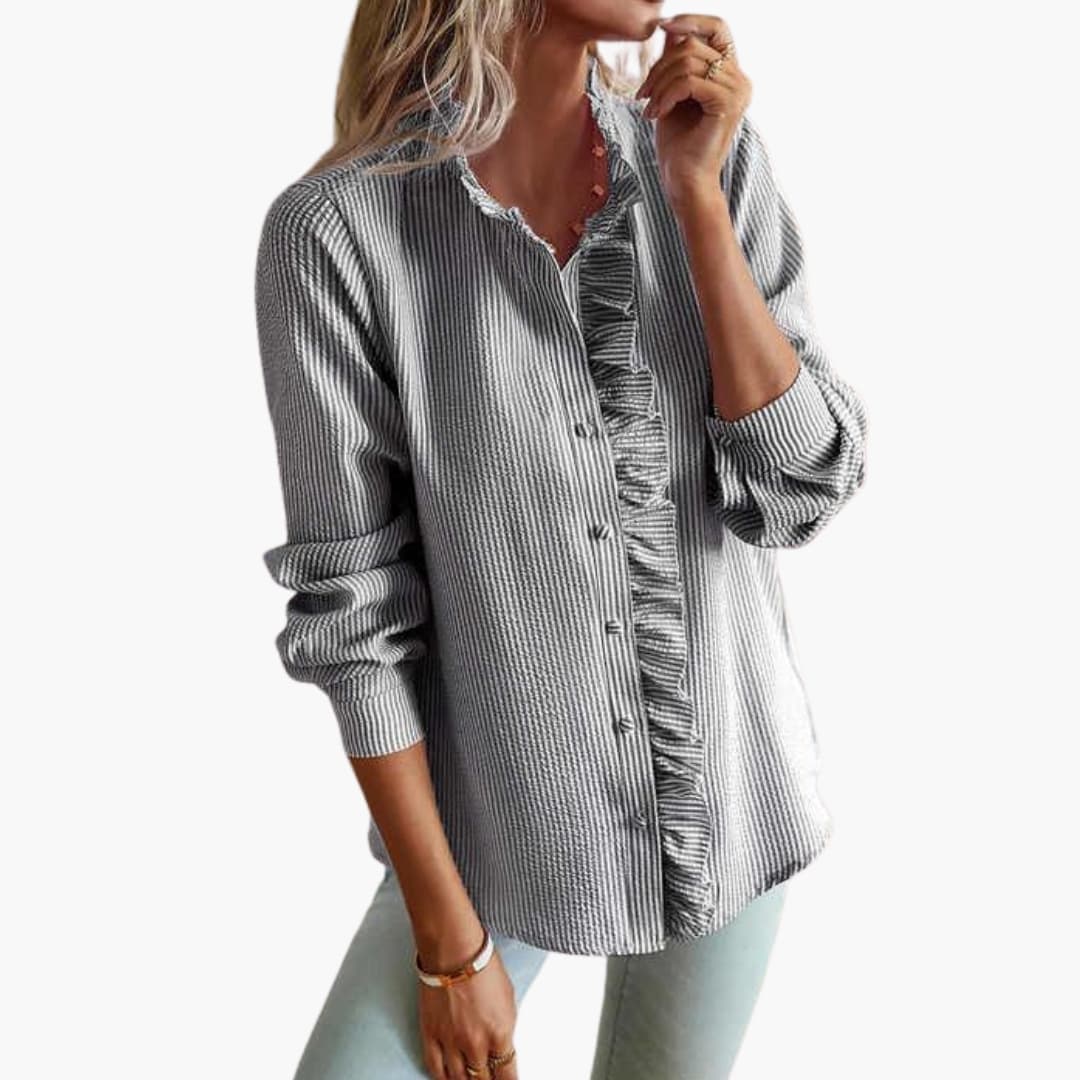 Camille Damesblouse met Ronde Hals en Vloeiende Mouwen