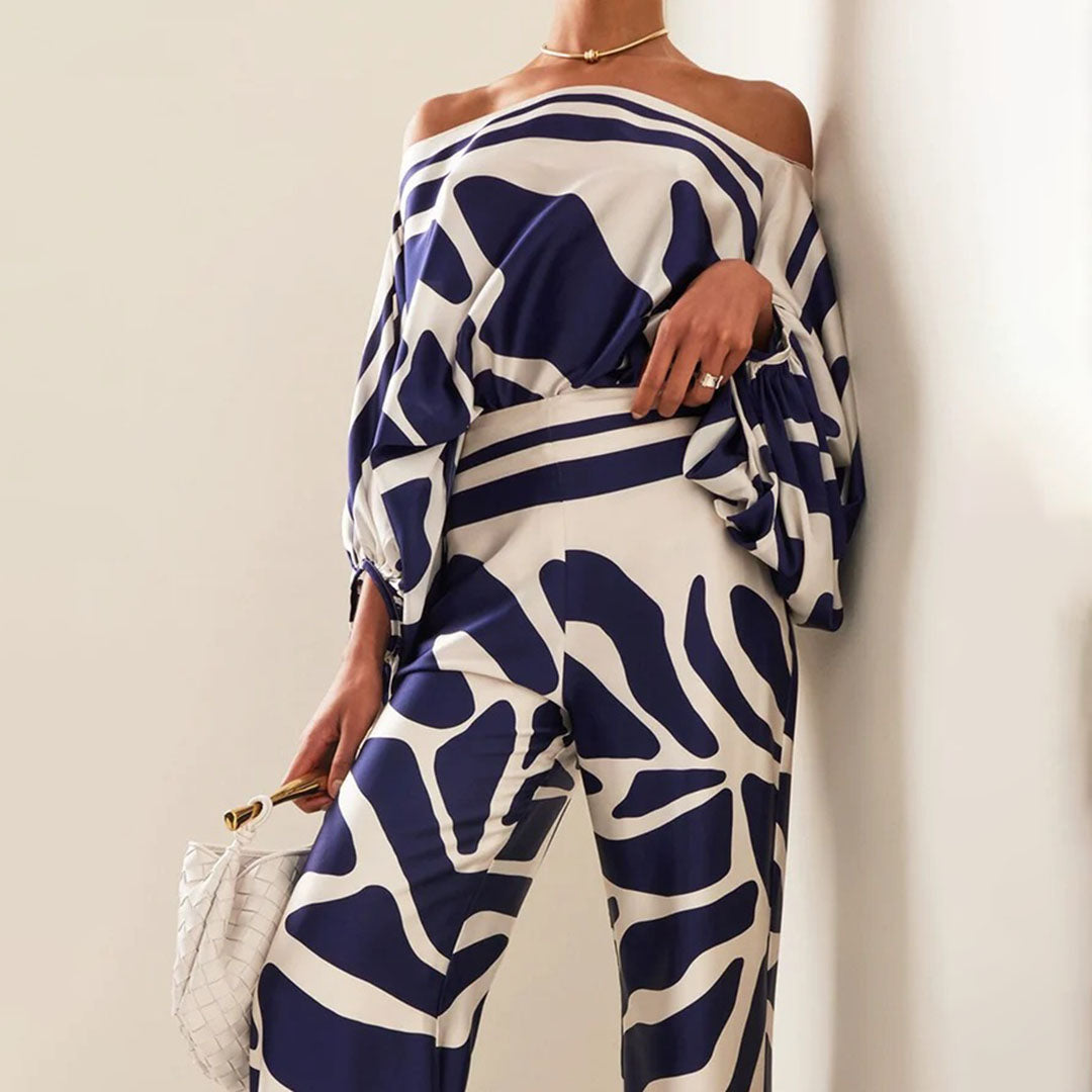 Ensemble deux pièces femme épaules dénudées + pantalon large