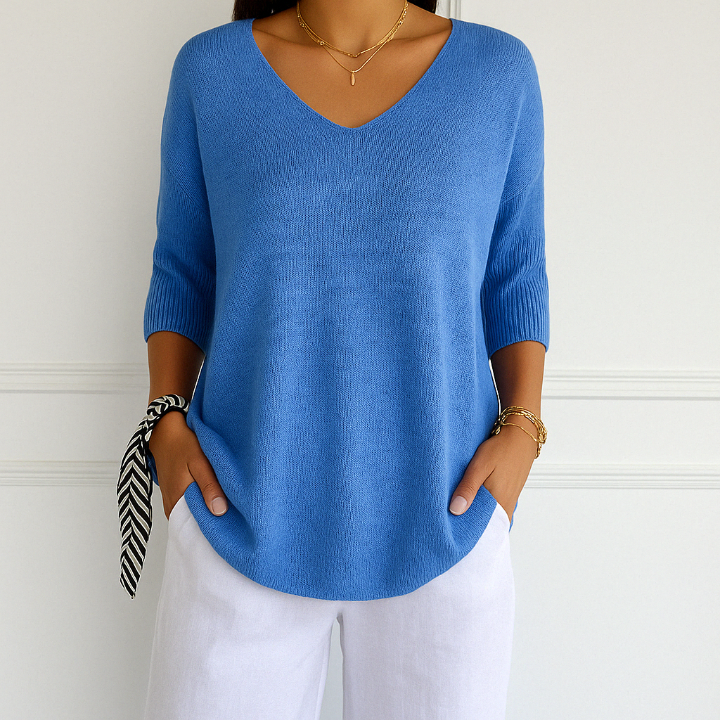 Clara | Women V Neck z krótkim rękawem sweater