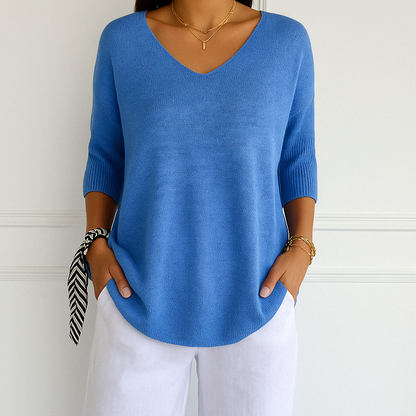 Clara | Women V Neck z krótkim rękawem sweater