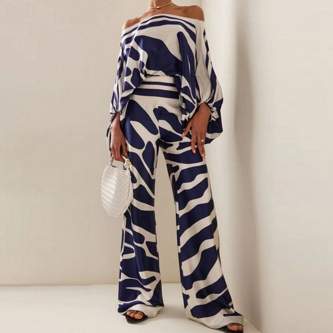 Ensemble deux pièces femme épaules dénudées + pantalon large