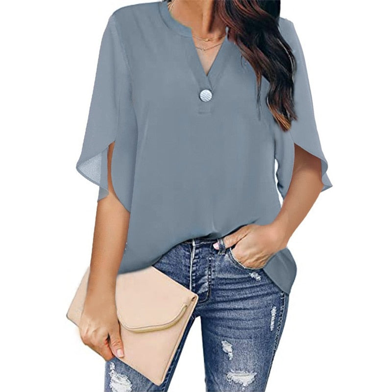 Bluse Damen | V-Ausschnitt & Fließender Fall
