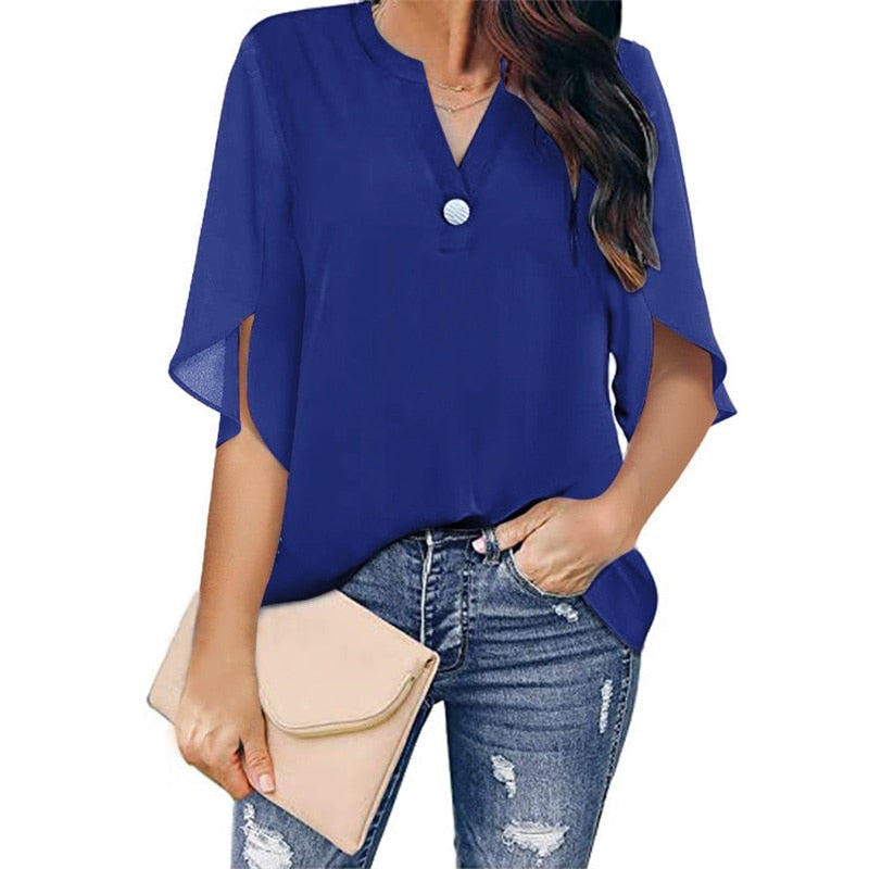 Bluse Damen | V-Ausschnitt & Fließender Fall