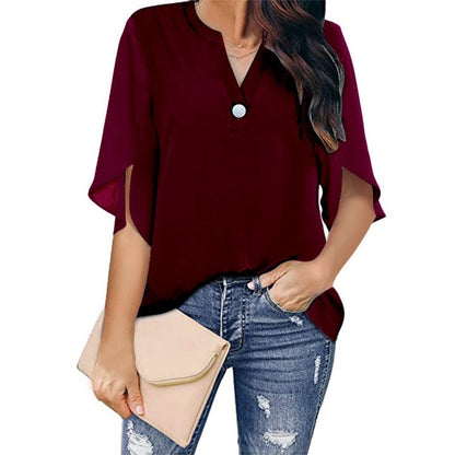 Bluse Damen | V-Ausschnitt & Fließender Fall
