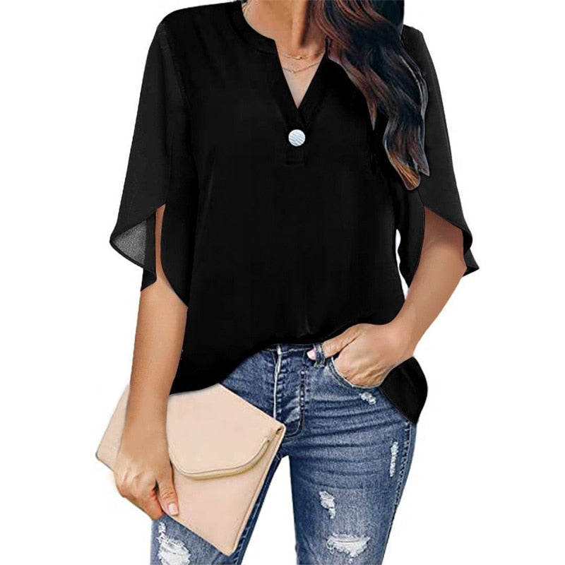 Bluse Damen | V-Ausschnitt & Fließender Fall