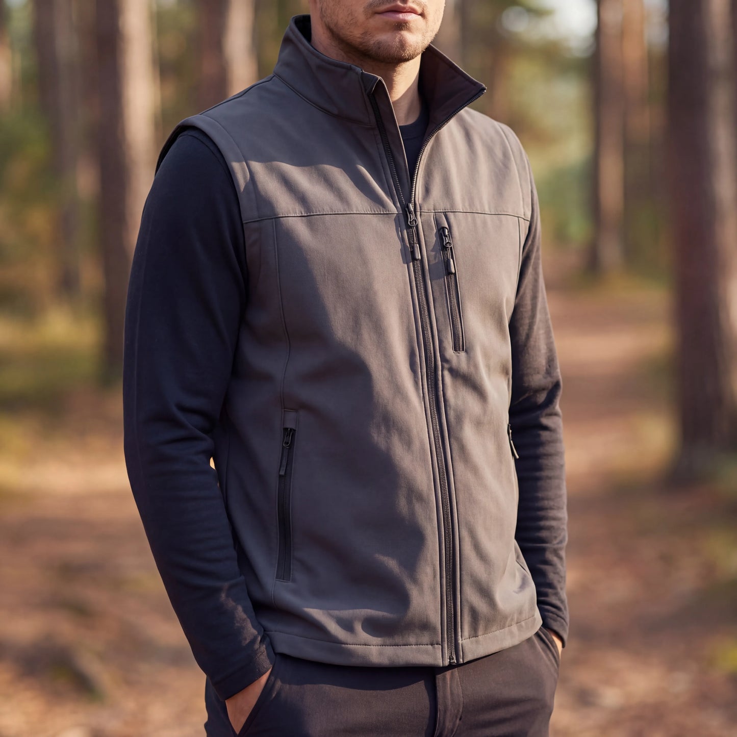 Bodywarmer herre | Letvægts udendørs vest åndbar