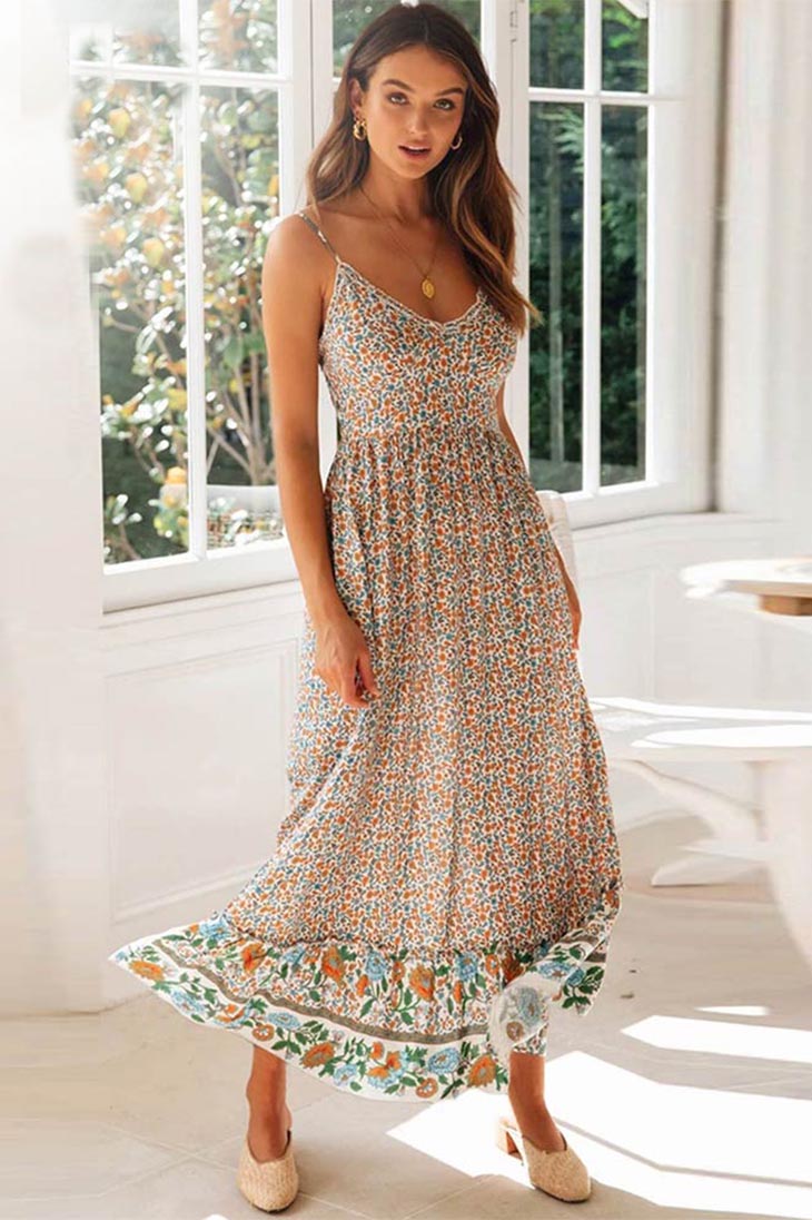 Boho Maxi Dress Empire Waist