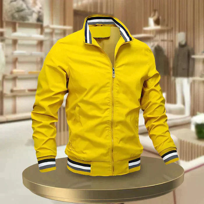 Bomber Giacca Uomo | Cerniera Integrale & Bordo a Righe Sportivo