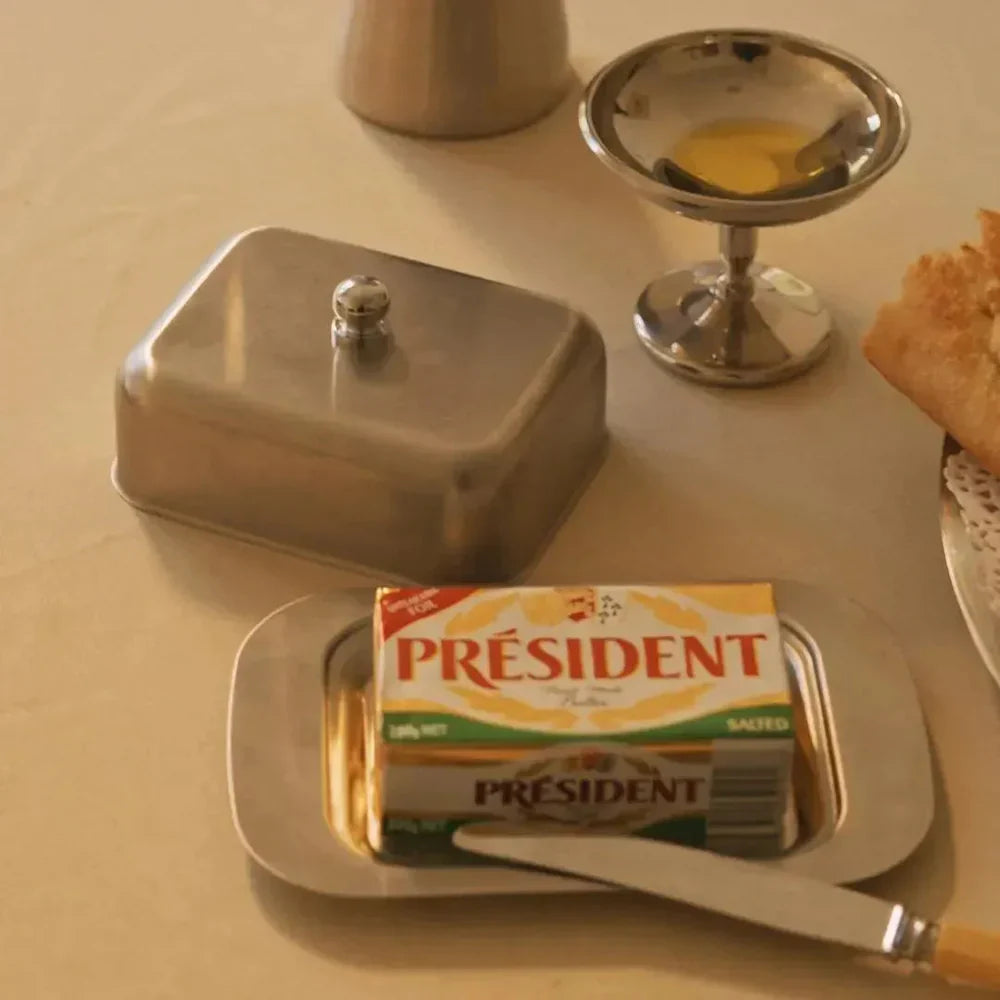 Vintage RVS Botervloot Voor Keuken En Tafel
