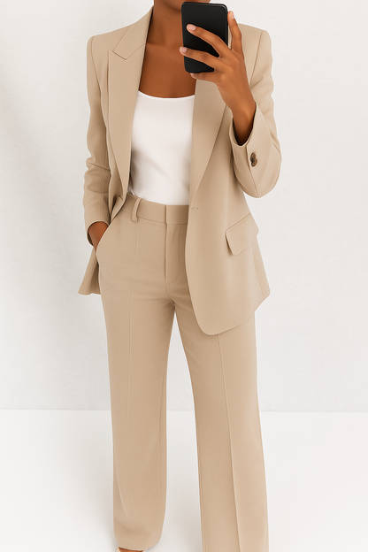 Damen Blazer und Hose Slim Fit Business Klassisch Elegant