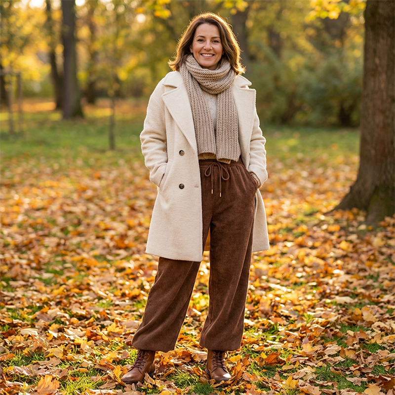 Broek dames | Casual loose fit broek met trekkoord