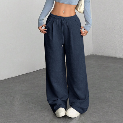 Broek dames | Casual loose fit broek met trekkoord