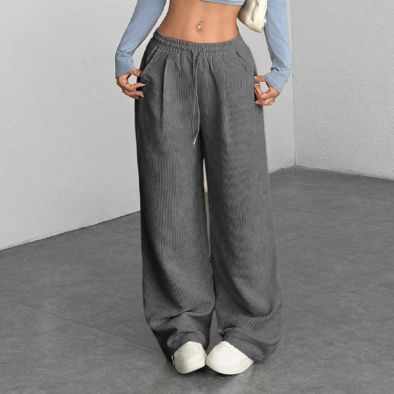 Broek dames | Casual loose fit broek met trekkoord