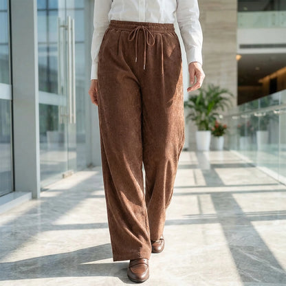 Broek dames | Casual loose fit broek met trekkoord