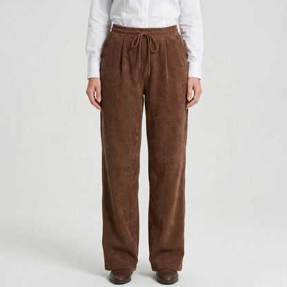 Broek dames | Casual loose fit broek met trekkoord