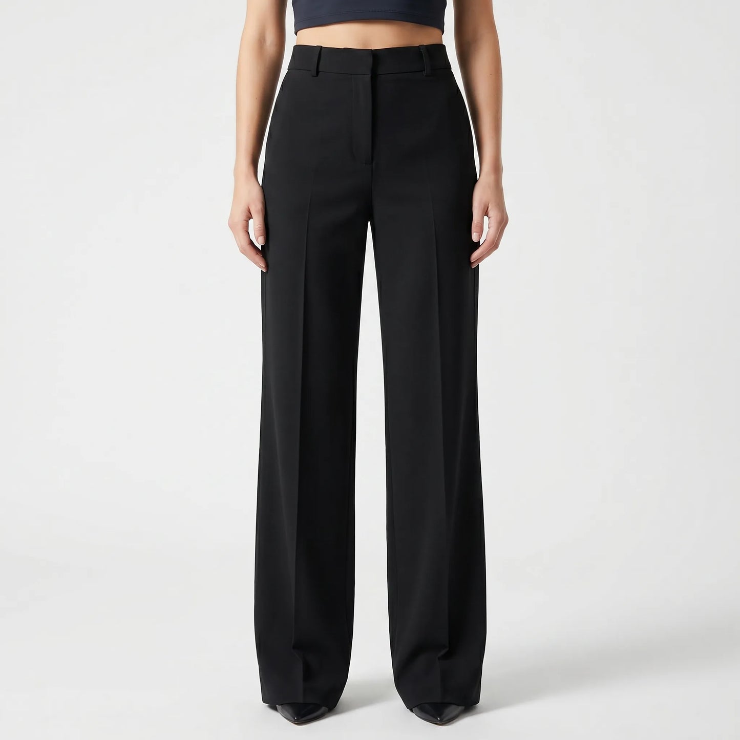 Broek dames | Pantalon met hoge taille en wijde pijpen
