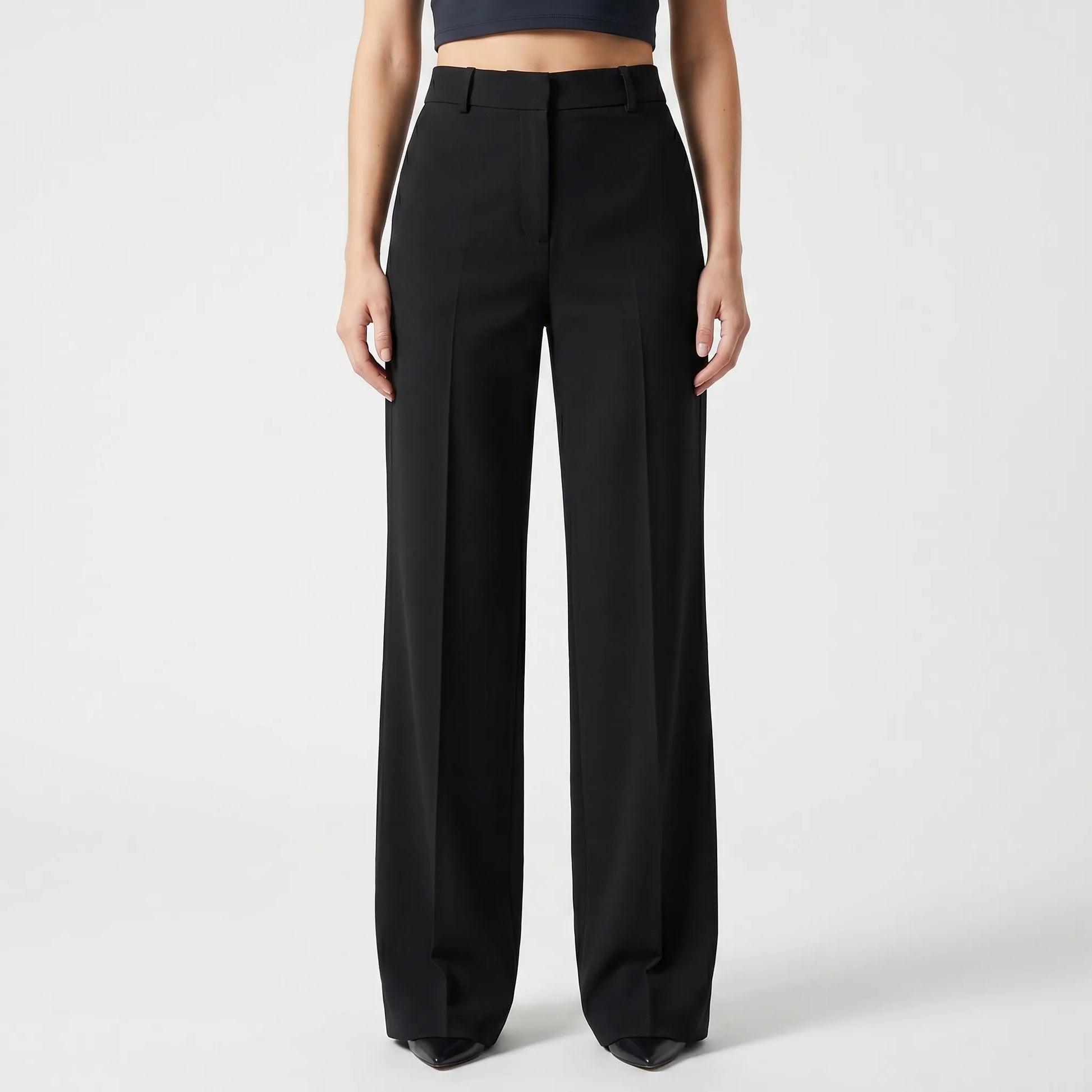 Broek dames | Pantalon met hoge taille en wijde pijpen