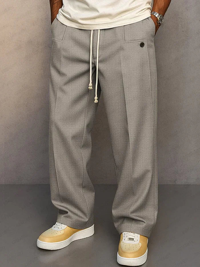 Broek heren | Casual loose fit broek met wijde pijpen