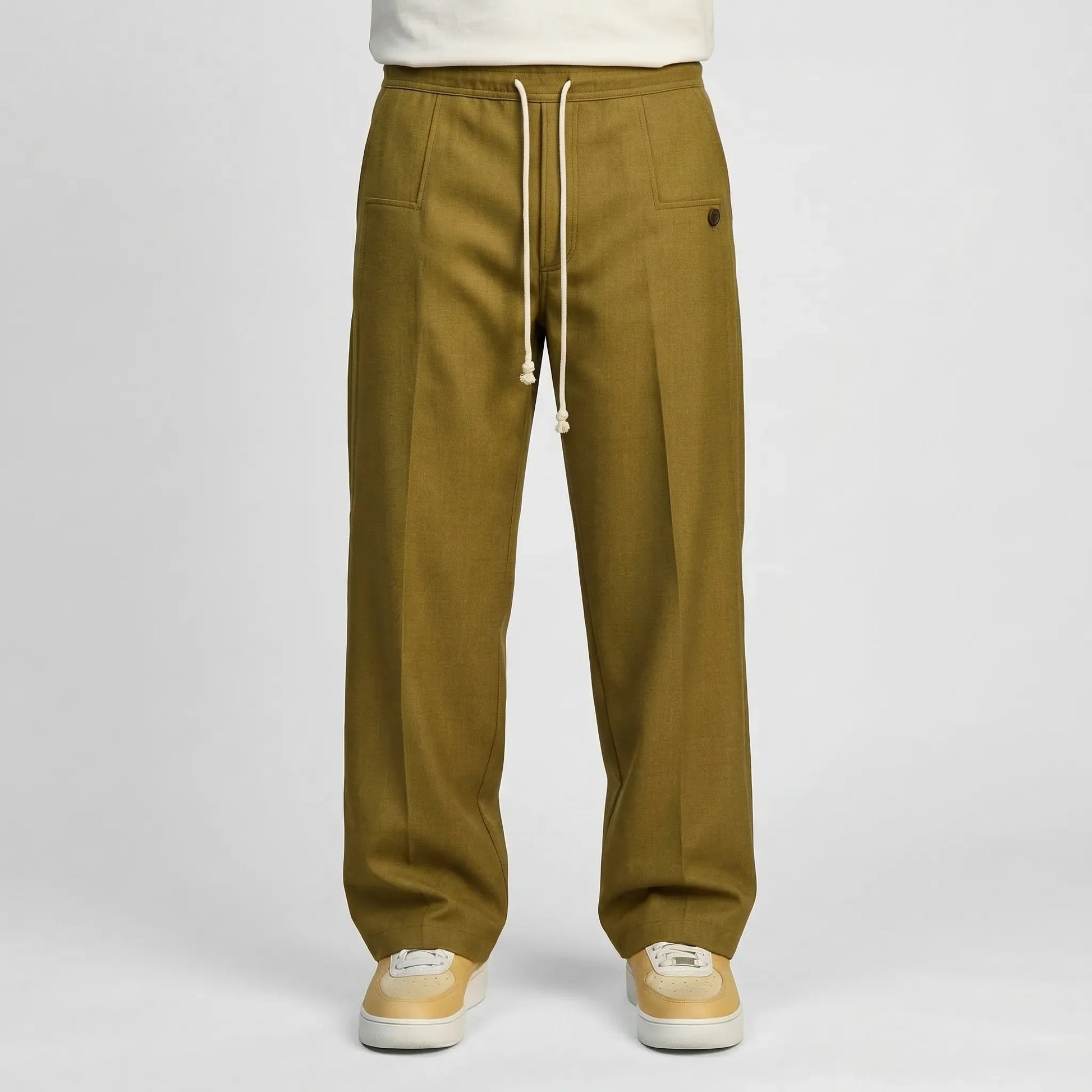 Broek heren | Casual loose fit broek met wijde pijpen
