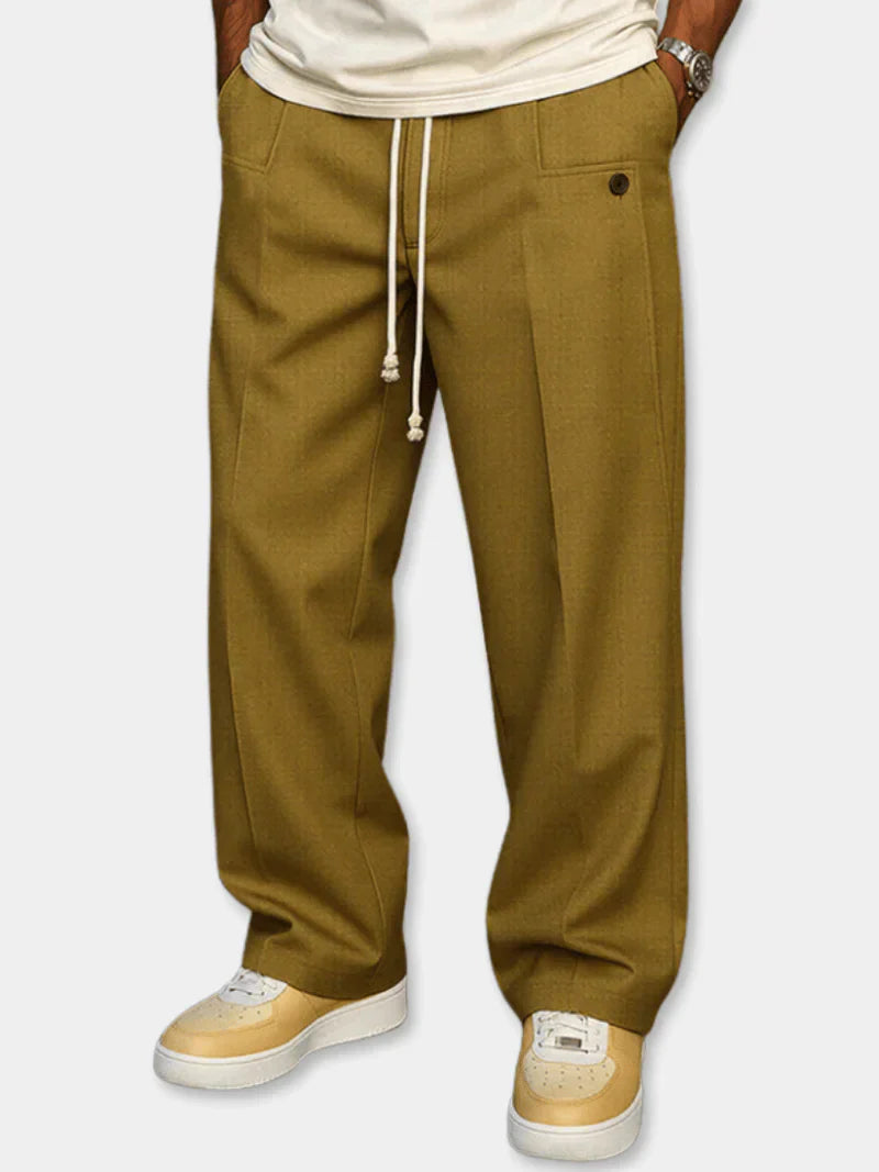 Broek heren | Casual loose fit broek met wijde pijpen