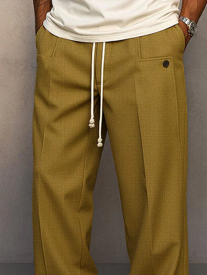 Broek heren | Casual loose fit broek met wijde pijpen