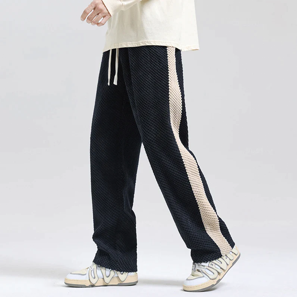 Broek heren | Wafelstructuur met zijstreep