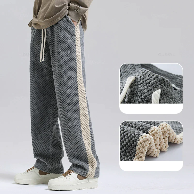 Broek heren | Wafelstructuur met zijstreep