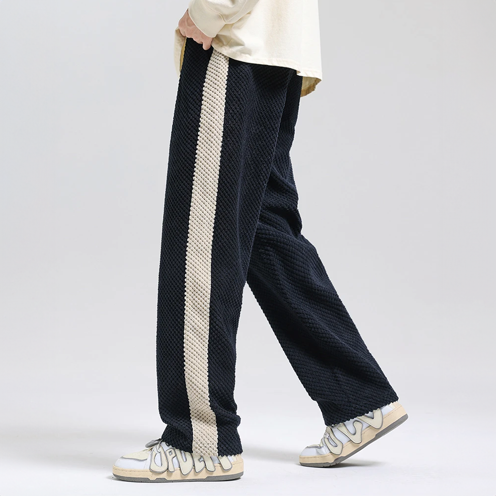 Broek heren | Wafelstructuur met zijstreep