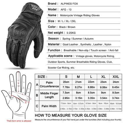Bruine Vintage Leren Motorhandschoenen Heren met Touchscreen en Knokkelbescherming 5