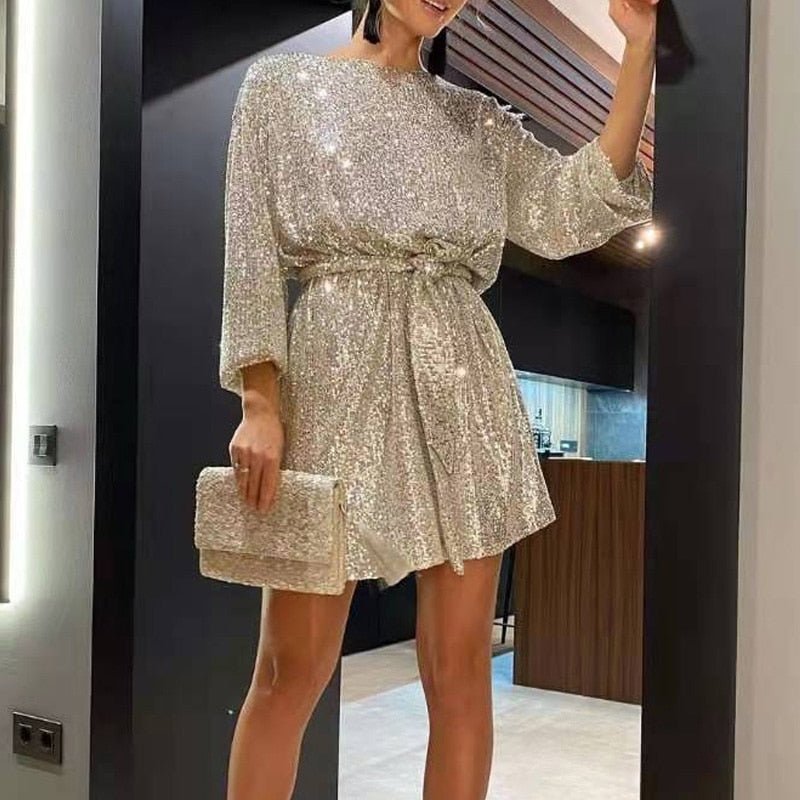 Sharina Dress | Glitzer-Minikleid für strahlend stilvolle Party-Anlässe