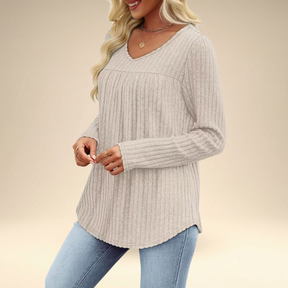 Sofhie | Eleganter Ripp-Pullover mit V-Ausschnitt
