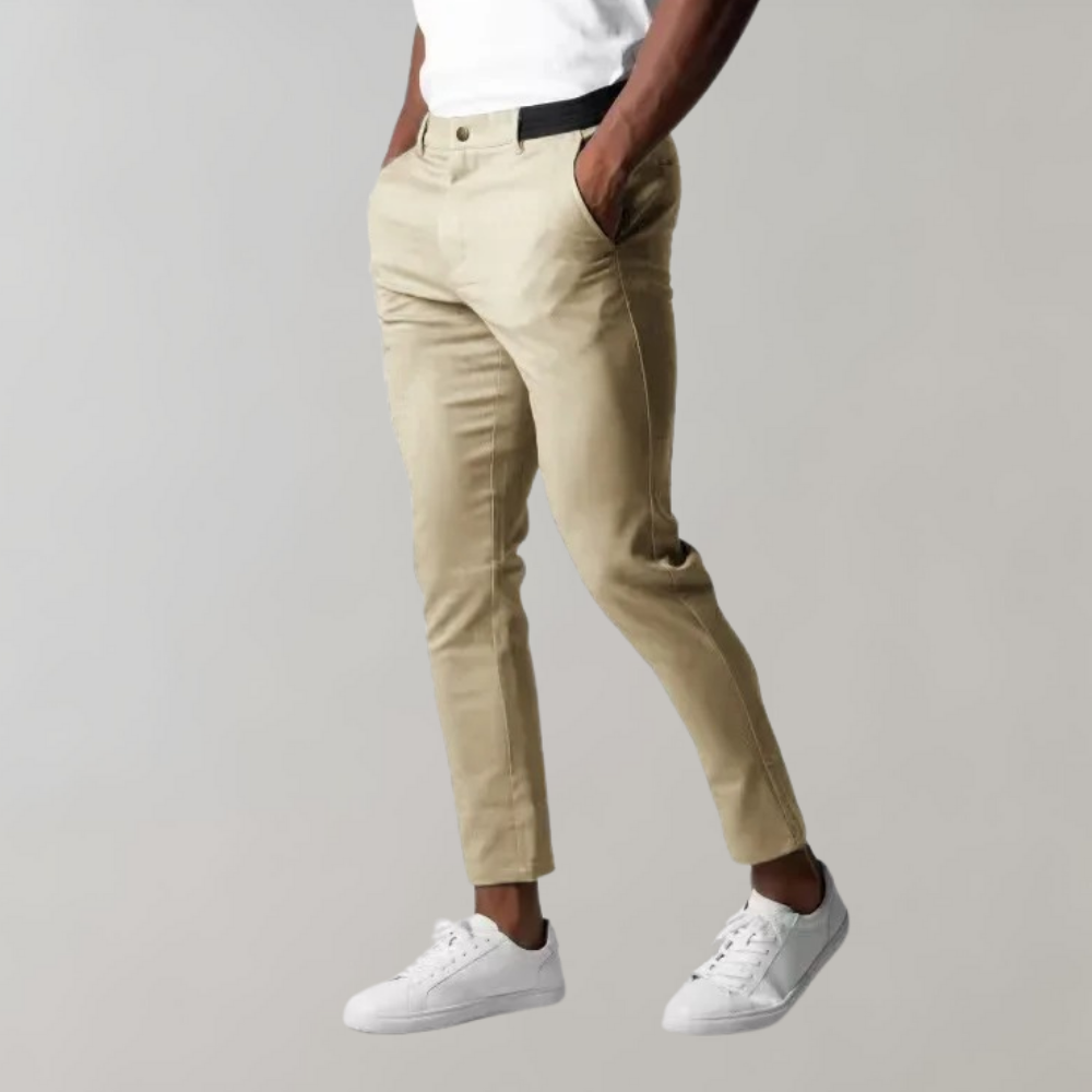 Men’s Slim Fit Chino Trousers Stretch Cotton Smart Casual Tailored Pants