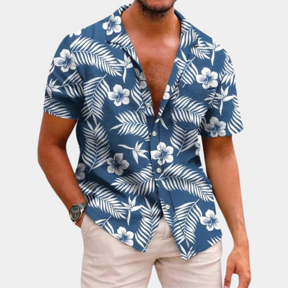 James - Kortærmet Button-Up skjorte med blomsterprint