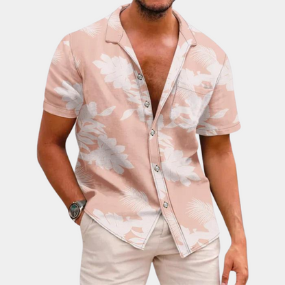 James - Kortærmet Button-Up skjorte med blomsterprint