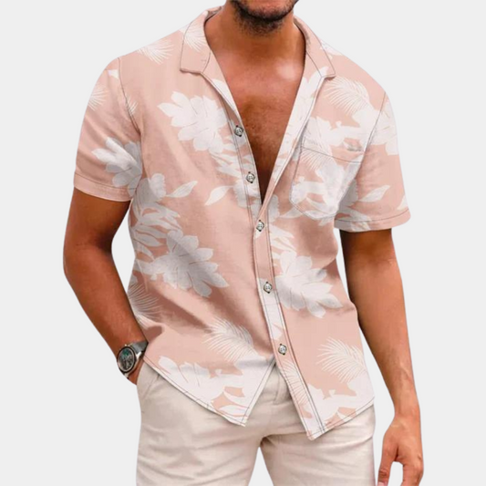 James - Kortærmet Button-Up skjorte med blomsterprint