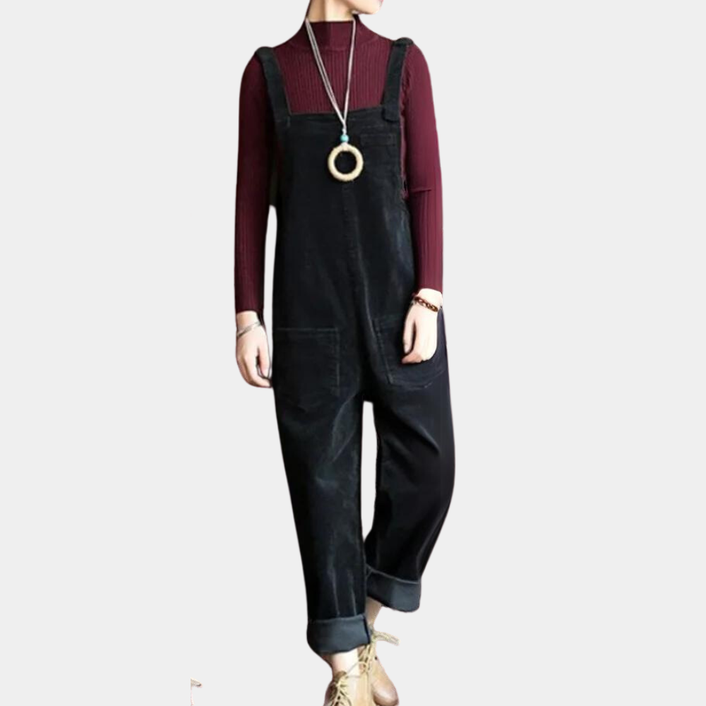 Women’s Corduroy Jumpsuit – Relaxed Fit Casual Stylish Wide Leg Comfortable Everyday Outfit