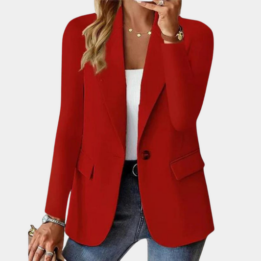 Elegant Women's Blazer with Single Button Closure and Classic Lapel – Stylish Jacket for Office & Everyday Wear