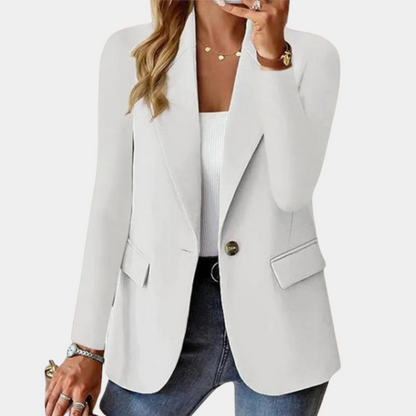 Elegant Women's Blazer with Single Button Closure and Classic Lapel – Stylish Jacket for Office & Everyday Wear