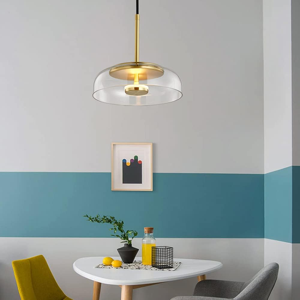 LED Pendelleuchte rund Glas Metall, Moderne Hängelampe
