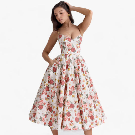 Helena | Kwiatowa sukienka midi w stylu vintage