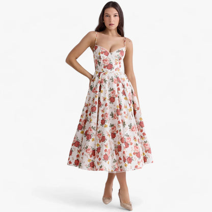 Helena | Kwiatowa sukienka midi w stylu vintage