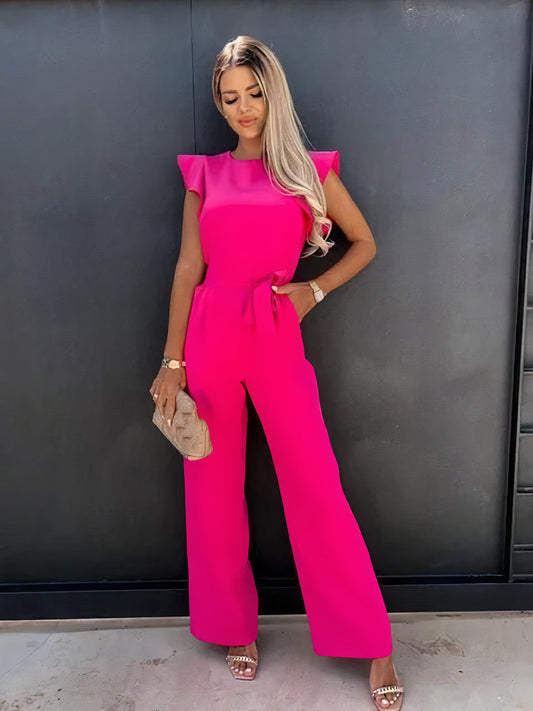 Jumpsuit met Korte Mouwen en Ceintuur - Noa